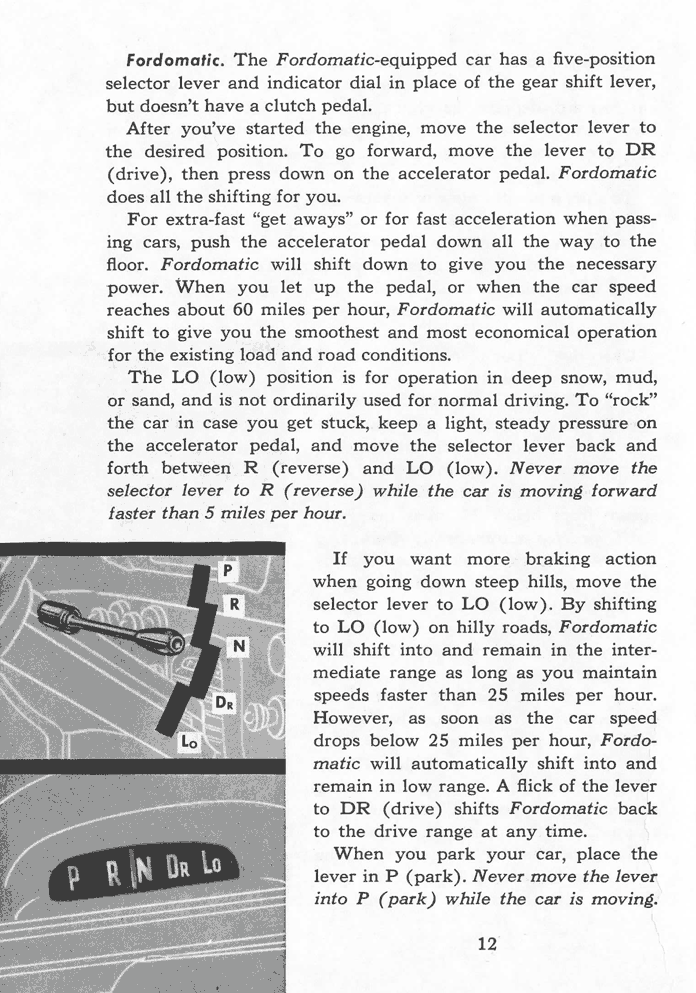 1955 Ford Car Owner's Manual Page 12