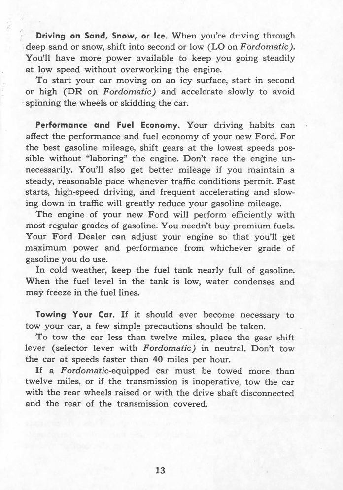 1955 Ford Car Owner's Manual Page 13
