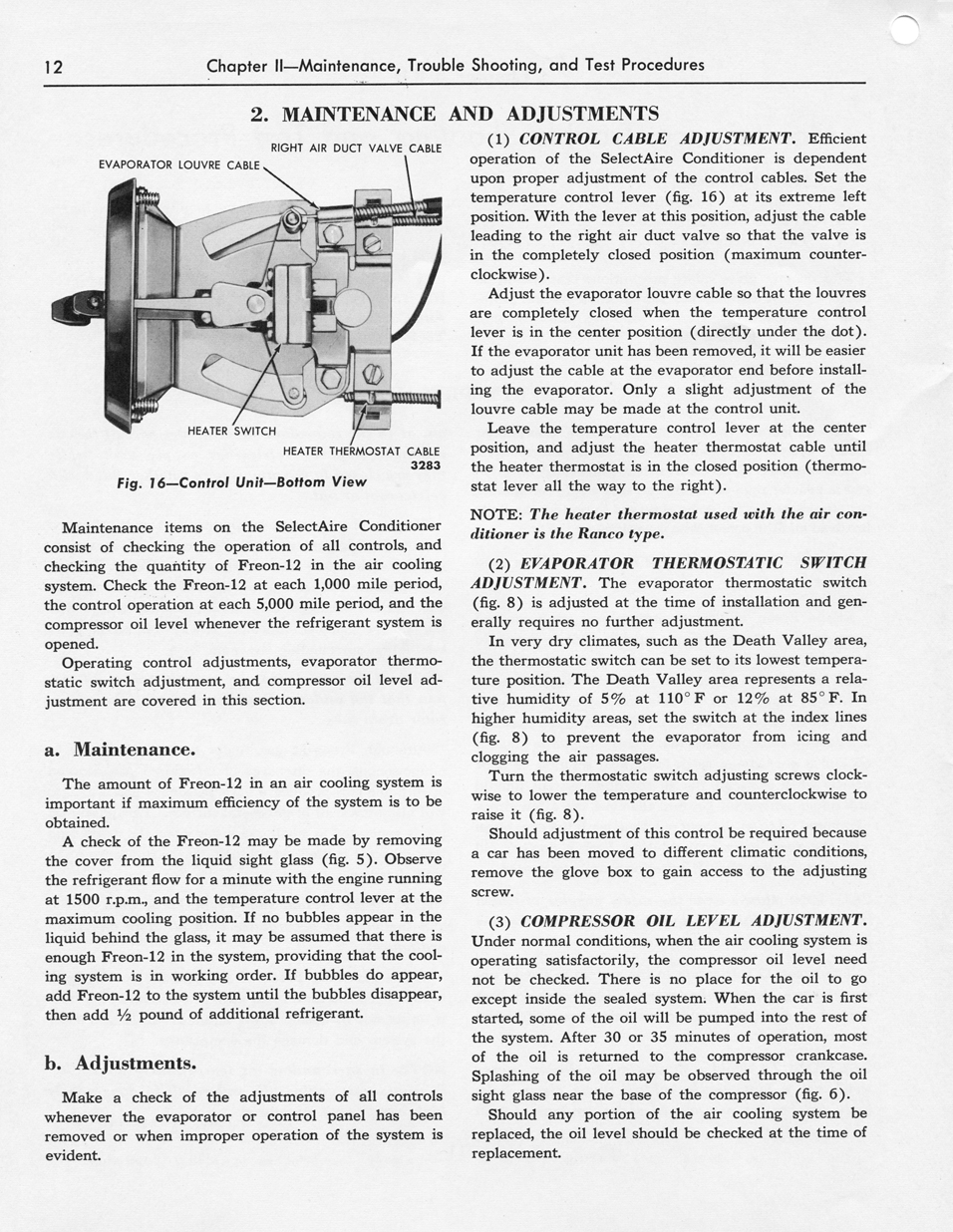 1955 Ford Car Air Conditioning Shop Manual Page 12 - "SelectAire Conditioner"